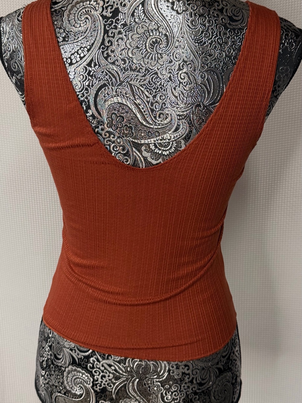 Caution To The Wind Ribbed Button-Front Tank Top in Rust - Picture 6 of 11